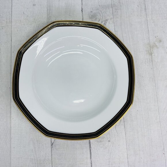 Christopher Stuart BLACK DRESS China Octagonal Large Rim  Pasta Soup Bowl Set 3 - Picture 6 of 13